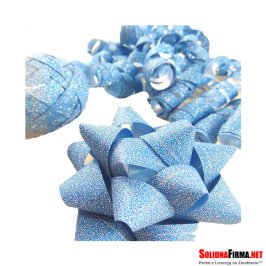 Zestaw do pakowania prezentów - kokarda brokatowa, granatowy