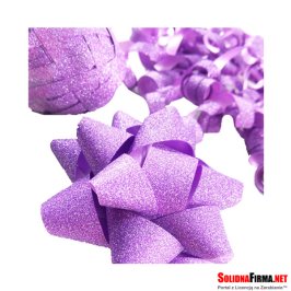 Zestaw do pakowania prezentów - kokarda brokatowa, lawendowy