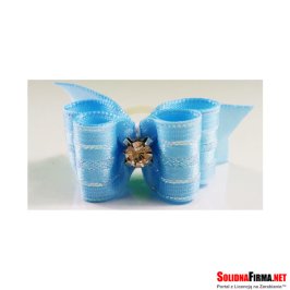 Kokardka dla Psa na gumce - Deluxe - niebieska z brylancikiem