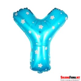 Balon Foliowy Litera "Y" - niebieski w gwiazdki - 45 cm