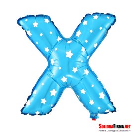 Balon Foliowy Litera "X" - niebieski w gwiazdki - 45 cm