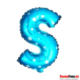 Balon Foliowy Litera "S" - niebieski w gwiazdki - 45 cm
