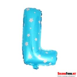 Balon Foliowy Litera "L" - niebieski w gwiazdki - 45 cm
