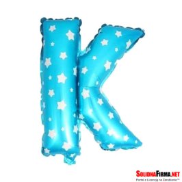 Balon Foliowy Litera "K" - niebieski w gwiazdki - 45 cm