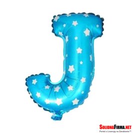 Balon Foliowy Litera "J" - niebieski w gwiazdki - 45 cm