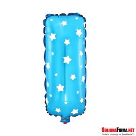 Balon Foliowy Litera "I" - niebieski w gwiazdki - 45 cm