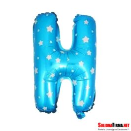 Balon Foliowy Litera "H" - niebieski w gwiazdki - 45 cm