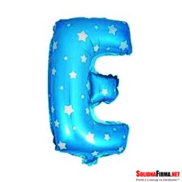 Balon Foliowy Litera "E" - niebieski w gwiazdki - 45 cm