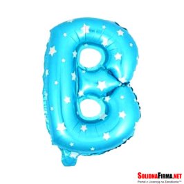 Balon Foliowy Litera "B" - niebieski w gwiazdki - 45 cm