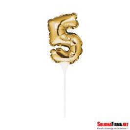 Balon foliowy samopompujący Cyfra "5" - złoty - 22,5cm