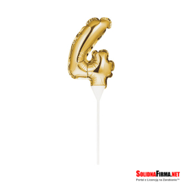 Balon foliowy samopompujący Cyfra "4" - złoty - 22,5cm