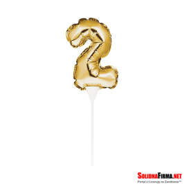 Balon foliowy samopompujący Cyfra "2" - złoty - 22,5cm