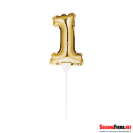 Balon foliowy samopompujący Cyfra "1" - złoty - 22,5cm