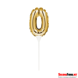 Balon foliowy samopompujący Cyfra "0" - złoty - 22,5cm