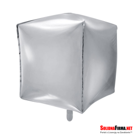 Balon foliowy Sześcian - srebrny - 35x35x35cm