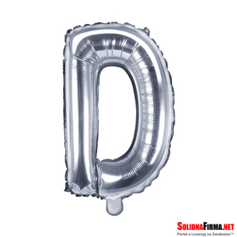 Balon foliowy Litera "D" - srebrny - 86cm