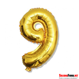 Balon foliowy Cyfra "9" - złoty - 81cm