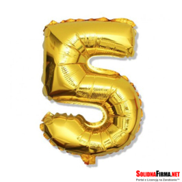 Balon foliowy Cyfra "5" - złoty - 81cm