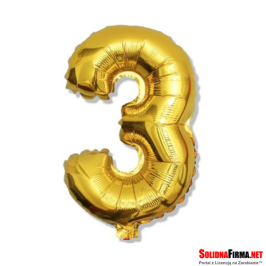 Balon foliowy Cyfra "3" - złoty - 81cm