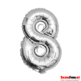 Balon foliowy Cyfra "8" - srebrny - 81cm