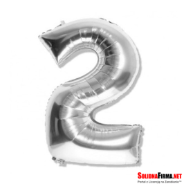 Balon foliowy Cyfra "2" - srebrny - 81cm