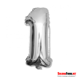 Balon foliowy Cyfra "1" - srebrny - 81cm