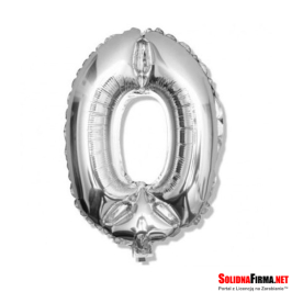 Balon foliowy Cyfra "0" - srebrny - 81cm