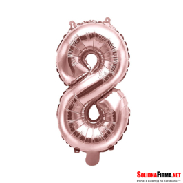 Balon foliowy Cyfra "8" - różowe-złoto - 86cm