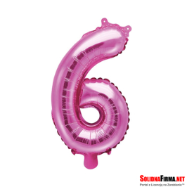 Balon foliowy Cyfra "6" - ciemnoróżowy - 86cm