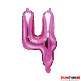 Balon foliowy Cyfra "4" - ciemnoróżowy - 86cm