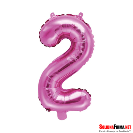 Balon foliowy Cyfra "2" - ciemnoróżowy - 86cm