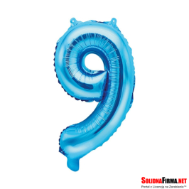 Balon foliowy Cyfra "9" - niebieski - 86cm