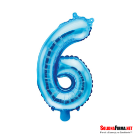 Balon foliowy Cyfra "6" - niebieski - 86cm