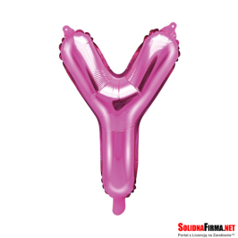 Balon foliowy Litera "Y" - ciemnoróżowy - 35cm