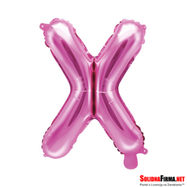 Balon foliowy Litera "X" - ciemnoróżowy - 35cm