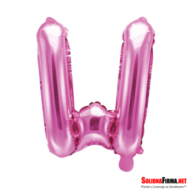 Balon foliowy Litera "W" - ciemnoróżowy - 35cm