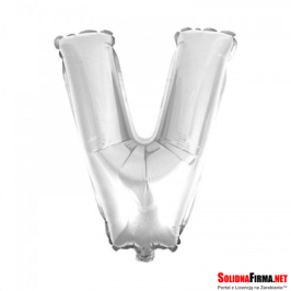 Balon foliowy Litera "V" - srebrny - 45cm