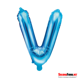 Balon foliowy Litera "V" - niebieski - 35cm
