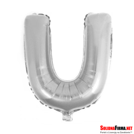 Balon foliowy Litera "U" - srebrny - 45cm