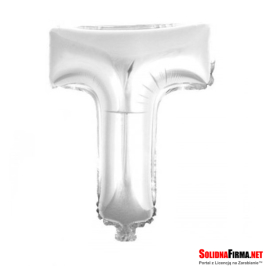 Balon foliowy Litera "T" - srebrny - 45cm