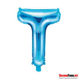 Balon foliowy Litera "T" - niebieski - 35cm