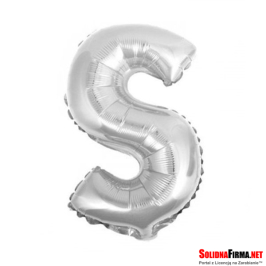 Balon foliowy Litera "S" - srebrny - 45cm