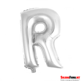 Balon foliowy Litera "R" - srebrny - 45cm
