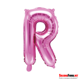 Balon foliowy Litera "R" - ciemnoróżowy - 35cm