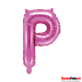 Balon foliowy Litera "P" - ciemnoróżowy - 35cm