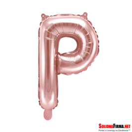 Balon foliowy Litera "P" - różowe-złoto - 35cm