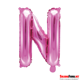 Balon foliowy Litera "N" - ciemnoróżowy - 35cm