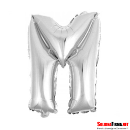 Balon foliowy Litera "M" - srebrny - 45cm