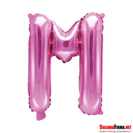 Balon foliowy Litera "M" - ciemnoróżowy - 35cm