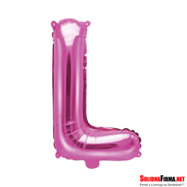 Balon foliowy Litera "L" - ciemnoróżowy - 35cm